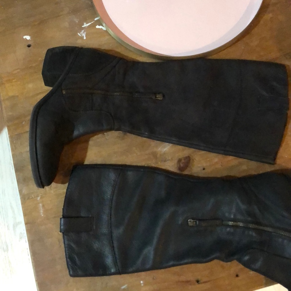 Black leather boots